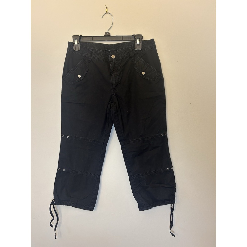 Harley Davidson Pants Women's 6 Black Straight Biker Capri Pockets Y2K